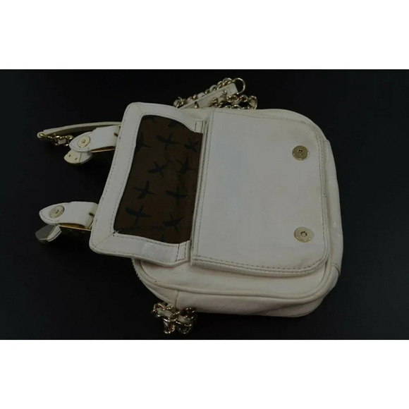 Rebecca Minkoff White Leather Crossbody Small Mini Purse Handbag Metal Hardware - Picture 11 of 12